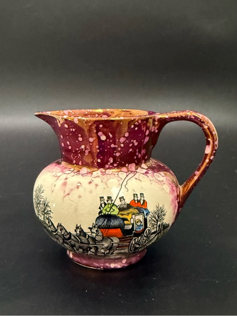 Vintage Lancaster & Sandland England Ceramic Luster Creamer 3” Small Pitcher